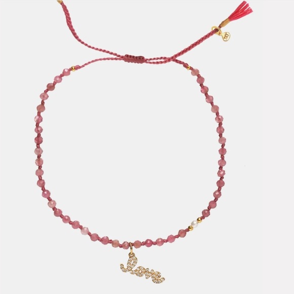 New Anthropologie x Tai Handmade Beaded Bracelet With Love Charm Dangle - Picture 1 of 5